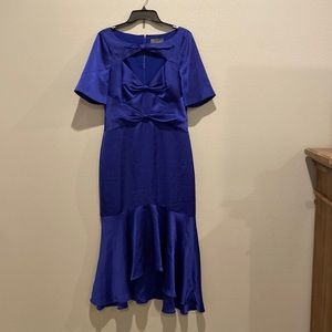 Theia Veronica Satin Bow midi dress